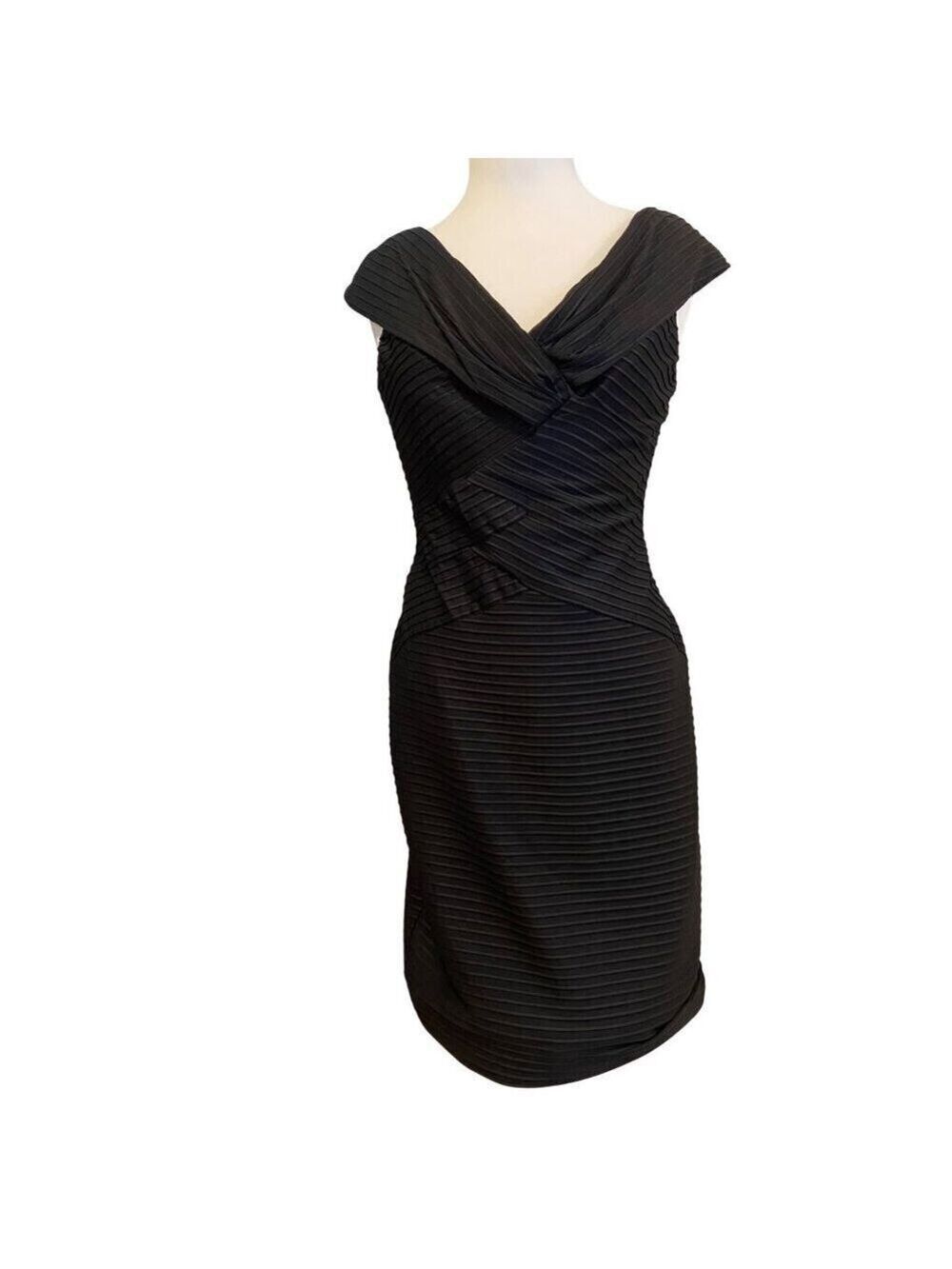 Maggy London Black Sleeveless V-Neck Bodycon Dress Size 12 Polyester & Spandex